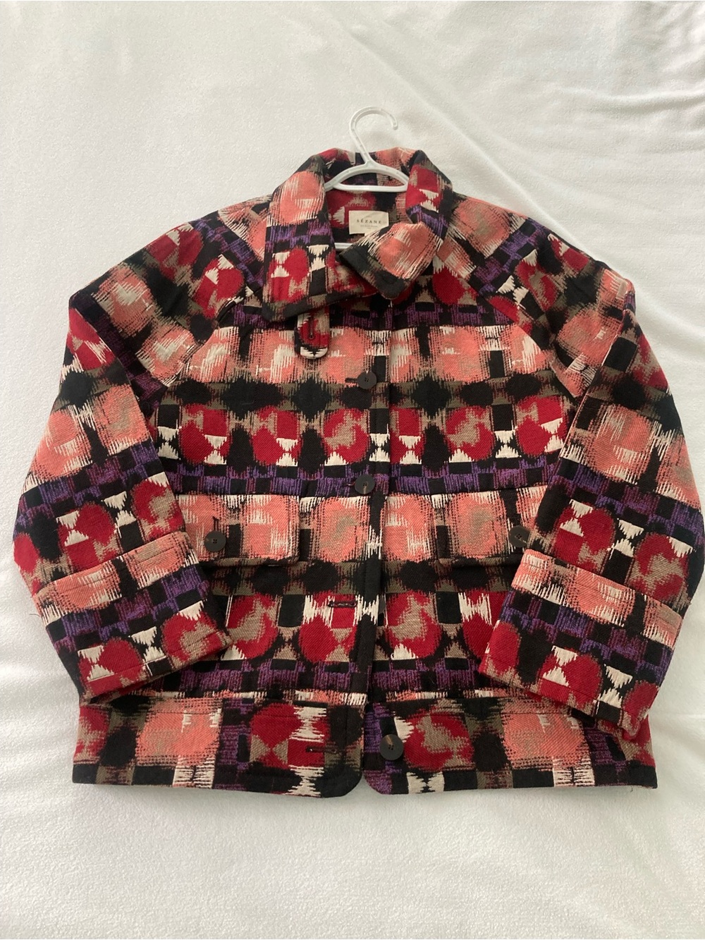 Sezane Leo Coat Jacquard Rose size 34 - Picture 9 of 9